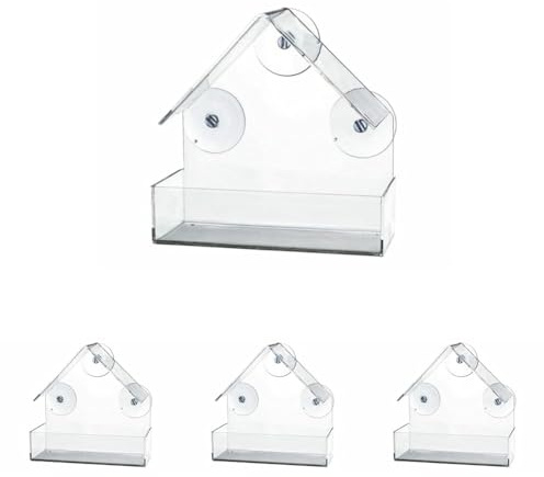 TRIXIE Vogelfutterstation für Fenster, 225 ml, 15 x 15 x 6 (Packung mit 4)