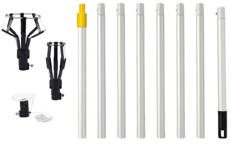 TTETTZ 3 Stück Lampenwechselstange mit Aluminiumverlängerung Wechselkorb Saugaufsatz Und Adapter für Hohe Deckenlampen für Leuchtmittelmontage Staubwischen O, 3.1 Mio.