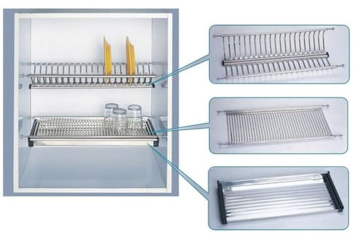 VI.TEL. Kit Scolapiatti Acciaio Inox con Supporto Vasca 86 cm per pensile da 90 cm griglia portapiatti H0079