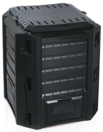 Mojawo Compostiera Compostiera 380L Nero Top Qualità Coperchio Chiudibile Due Alette Rimozione