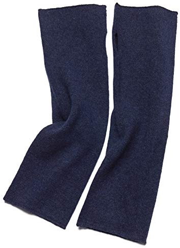 Prettystern Damen Arm-Wärmer Lange Arm-Stulpen 100% Kaschmir Fingerlose Pulswärmer Hand-Stulpen Blau