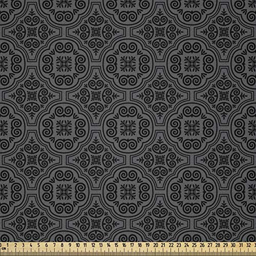 ABAKUHAUS Dunkelgrau Microfaser Stoff als Meterware, Venezianischer Barock, Deko Basteln Polsterstoff Textilien, 2M (230x200cm), Schwarz Grau