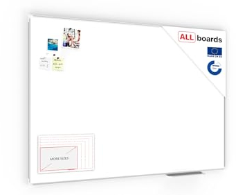 ALLboards Magnetisches Whiteboard 150x100cm Magnettafel mit Aluminiumrahmen und Stifteablage, Weiß Magnetisch Tafel, Trocken Abwischbar, Wiederbeschreibbar Weißtafel