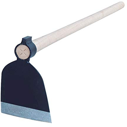 Hacke mit Stiel - Gehärtetes und geschmiedetes Design - Kopf mit geschärfter Kante - 130 cm Holzstiel - Gewicht 800 g - Ideal für Landwirtschaft und Gartenarbeit - Bikain