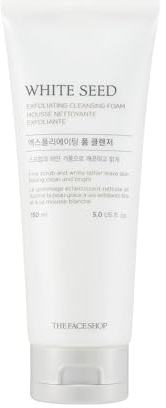 The Face Shop White Seed Exfoliating Cleansing Foam | Face Wash, Deep Clean, Complexion Brightening, Dead Skin Removal | Skin Texture & Clarity Improvement, Dullness Reducing, 5.07 Fl Oz