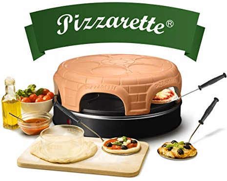 Emerio PIZZARETTE PO-115848.1 Four à pizza original en terre cuite faite à la main, design breveté, pour mini pizza, véritable plaisir de famille pour 6 personnes