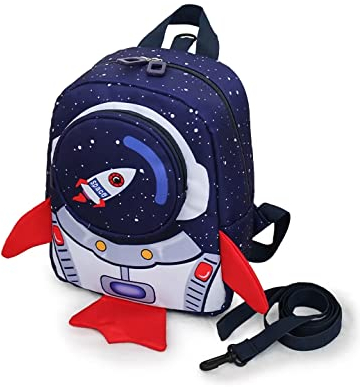 HAN-LBG Sac à dos imperméable pour enfants de 1 à 3 ans en forme de fusée pour crèche, maternelle, école maternelle, bleu, taille unique