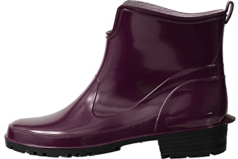 Ladeheid Botines de Agua en PVC para Mujer Botas de Lluvia Botines Impermeables de Caucho Zapatos de Goma para Primavera Wellington Boots Botas Cortas LA-930 (Burdeos/Negro, 37 EU)