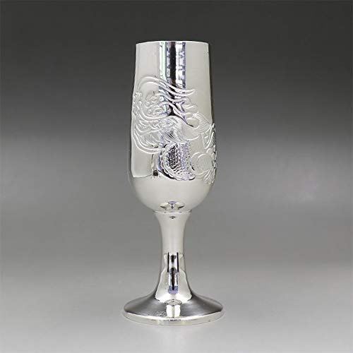 XXSC-ZC Sterling Silver Wine Glass, Red Wine Glass, Liqueur Sherry Glass Goblet, Elegant Champagne Glass Juice Glass, Suitable for Family, Restaurant And Party,Dragon