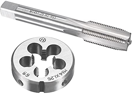 sourcing map M14x1.25 mm metrisches Gewindebohrer- und Schneideisen-Set, Maschinengewindebohrer mit runder Gewindeform, Gewindebohrer und Schneideisen-Set für Muttern, Gewinde, Reparatur von Muttern