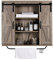 Rustown Rustic Wood Wall Storage Cabinet with Two Sliding Barn Door, 3-Tier Decorative Farmhouse Vintage Cabinet for Kitchen Dining, Bathroom, Living Room, Washed Oak