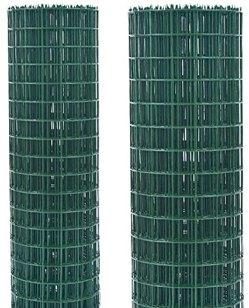 90cm x 25m PVC Coated Wire Fencing Chicken Wire Mesh Garden Netting - Green Vegetable Fruit Bush Bird Guard - Tree Barrier Fencing Roll - Heavy Duty Climbing Plant Trellis Protection