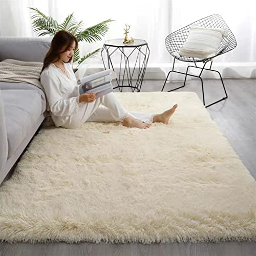Heavyoff Shaggy Teppich Hochflor Langflor Teppiche Rutschfester Bodenteppichmatte Kindermatte für Wohnzimmer Beige, 200x300cm