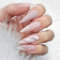 JUSTOTRY 24 Stück Marmor Stiletto Nägel Zum Aufkleben Lang, Peach French Künstliche Nägel, Swirl Mandel Kunstnägel Press on Nails, Pretty Fingernägel Fake Nails für Frauen