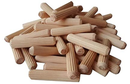 BELLAY 50 Stück M6 * 30/40 mm M8 * 30/40 mm Holzdübel for Schubladen, rund, geriffelt, Holz, Bastelstifte, Stangen, Set, Möbelbeschlag (Color : Wood, Size : 8x40mm)