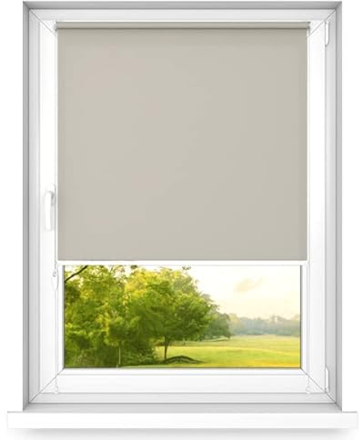 time4blinds Mini Rollo Basic - Rollo - Nicht-Invasiv - Fensterrollo innen ohne Bohren - Nicht-Invasive Griffe - Polyester - Dimmen Rollo - 100 x 100 cm Kaffee hell - Linke Steuerungsseite