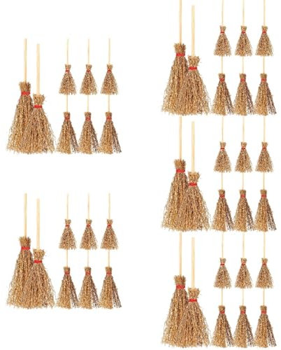 NUOBESTY 50pcs Miniature Brooms Tiny Brooms for Doll House Accessories Witch Decorative Broomsticks Props Models Halloween Decoration