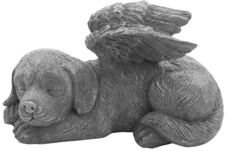 Wisboey Hund Haustier Denkmal Grabstein Markierung Geschnitzte Statue, Harz, Fertig
