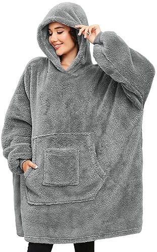 CMTOP Coperta con Cappuccio, Caldo Morbido Confortevole Felpa con Cappuccio Taglia Unica, Felpe con Cappuccio Accogliente Coperta Gigante Sweatshirt per Donna Uomo