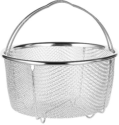 Dampfkorb aus Edelstahl, 20 cm | Bequeme Griffe, Hitzebeständig, Netzdesign, Für Töpfe und Schnellkochtöpfe