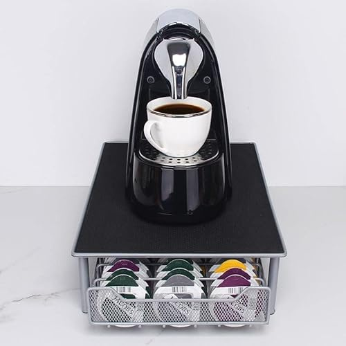 RELOVE Tiroir à Capsule de Café, Porte Dosette de Café avec Pieds en Caoutchouc Antidérapants, Compatible Dolce Gusto ou Vertuo, Support Pouvant Contenir Empilables-28 * 42 * 9.5cm, Noir
