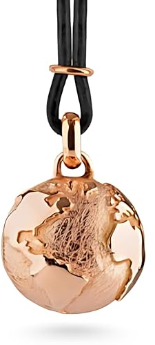 Heartbreaker Weltenbummler Anhänger mit Lederband I Edler Weltkugel-Anhänger aus rotgoldplattiertem 925 Sterling Silber I Nickelfreier Globus-Charm in Goldschmiedequalität I LD WB 31-RG