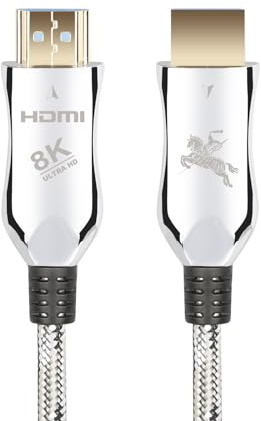 Impeto 8K Câble HDMI 2.1 Fibre Optique Cable HDMI 2.1 1m, 48Gbps 8K 60Hz 4K 120Hz HDMI vers HDMI, dynamique HDR, 3D, durable, compatible avec PS5, ordinateur portable, TV, blue-ray - 1 mètre