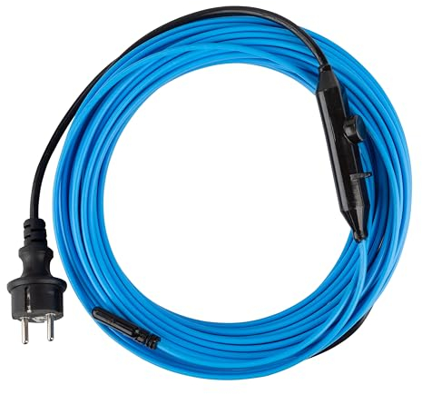 WARMON Frostschutz-Heizkabel, Rohrbegleitheizung ETM PRO mit Bimetall-Thermostat und Schuko-Stecker, Festwiderstandsheizkabel mit UV-beständigen Polyolefin-Außenmantel - 8 m