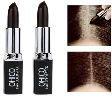 Adurello Cover Up Gray Hair Color Stick Temporary Gray Hair Root Touch Up Stick Instant Root Concealer for Gray Hair Coverage (Black)