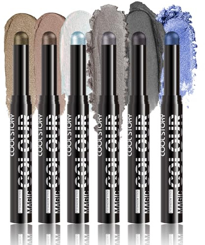 Ensemble de 6 bâtons de fard à paupières, crayon de crayon de fard à paupières crème scintillante, ensembles de bâtons pour les yeux de longue durée imperméables à l’eau (# Set C)