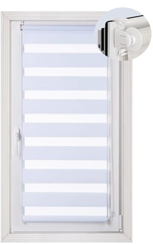 Doppelrollo Klemmfix ohne Bohren 65 x 220 cm Hitzeschutz, Sichtschutz Rollo Seitenzugrollo inklusive Montagematerial für Fenster & Tür, Weiß