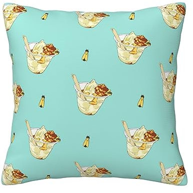 Quadratischer Kissenbezug mit Honig-Eisbecher-Motiv, universell für alle Jahreszeiten, geeignet für Sofa, Schlafzimmer, Wohnzimmer, Dekoration, 30,5 x 30,5 cm