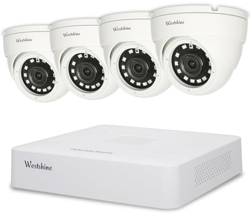 Westshine Système de caméra IP de sécurité,4K 10CH NVR et 4pcs 1080P Dome Wired CCTV Cameras,Kit de Surveillance à Domicile POE NVR,Smart Motion Detection,Remote Access,Hard Drive Not Include
