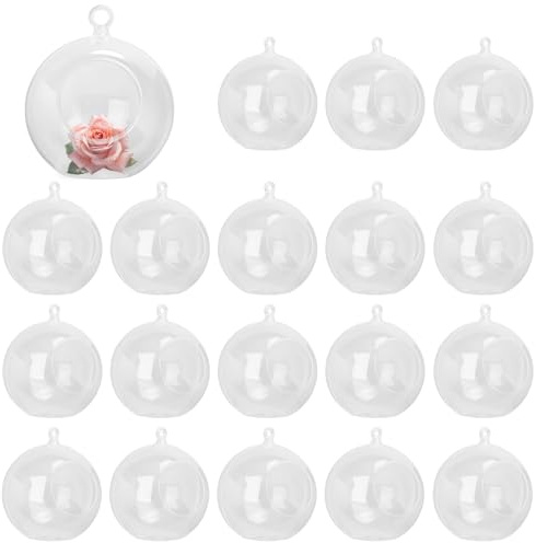 20 Pcs 4.72 Inch Tea Lights Hanging Glass Globes Orbs, Clear Hanging Candle Holder, Tealight Candle Holder for Wedding, Christmas, Party, Centerpiece Accessory and Home Decor by KUKLIPJIM.