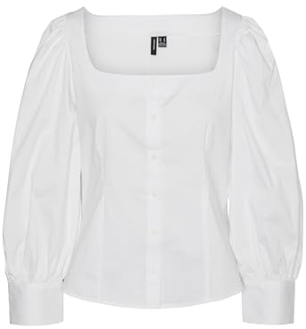 VERO MODA VMFRIDA LS TOP WVN GA, Snövit, M