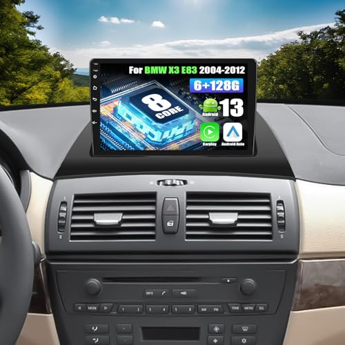 SIXWIN 8-core 6+128G Android 13 Carplay Android Auto Autoradio für BMW X3 E83 (2004-2012), 9'' Touchscreen,1280 * 720, mit DSP GPS WiFi BT USB FM RDS Radio Mirror Link+32 Band EQ