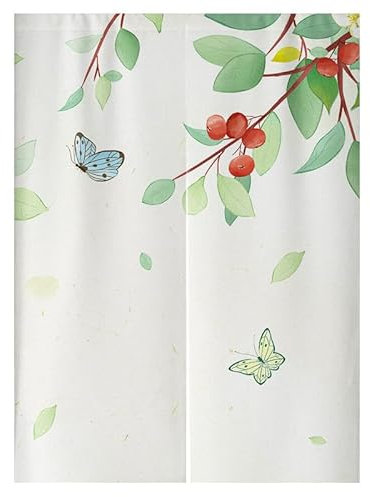 Küchenvorhänge Schmetterling Rot Grün Scheibengardinen Polyester Vorhänge Kurz Waschbar Raumteiler Vorhang Türvorhang Langlebig Küchenvorhang Kurze Gardinen Verdickung Tür Vorhang 70x150cm