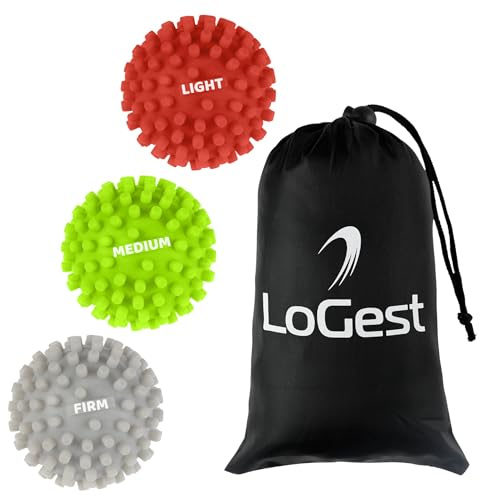 Logest 3-Piece Set Foot Massage Ball - for Trigger Point Therapy, Injury Rehabilitation & Deep Tissue Massage Balls - Prevent Stiffness & Improve Strength - Silicon Spike Ball for Foot and Back