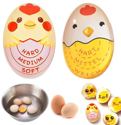 2Stück Eieruhr Zum Mitkochen(Hart/Mittel/Weich),Egg Timer,Timer Für Gekochte Eier Für Ins Wasser,Eier Auswahl Des Reifegrads Von Eiern Je Nach Temperatur,Neuzeit Eieruhr Für Zuhause, Schule,Restaurant
