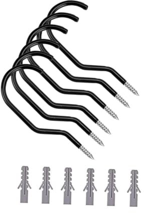 Housoutil Wandhalterungs-set 6 Robuste Fahrradhaken Mit Bolzen Für Garage Und Decke