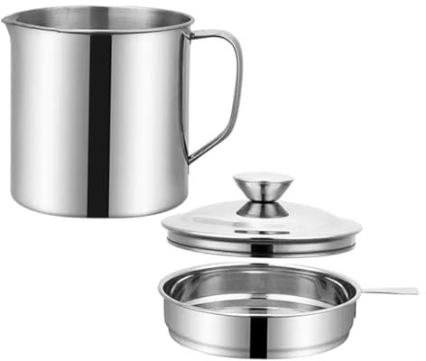 Cabilock Hornillo con Filtro de Malla Fina de Acero Inoxidable 304 de Aceite y Capacidad de 1.3l para Almacenar Residuos de Aceite y Grasa de Tocino en Cocina