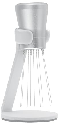Normcore WDT Tool V2.1 con soporte, herramienta de distribución de espresso de 9 puntas de 0,23 mm, técnica de distribución Weiss, agitador magnético de café con 16 agujas adicionales, color plateado