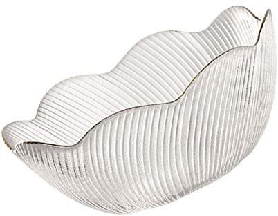 DECHOUS 8-inch Glass Punch Bowl Decorative Salad Serving Bowl for Home and Hotel Use Luxury Irregular Shaped Glass Food Holder for Desserts and Snacks