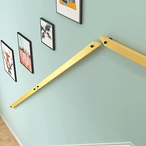 Kit per scale in legno per interni a soppalco, antiscivolo, in legno massello, ringhiera contro la parete, lunghezza 3 m, colore giallo, 180 cm