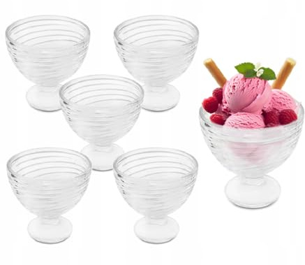 MIKONI Lot de 6 coupes à glace, 300 ml, en verre, ronds, transparents, à dessert,