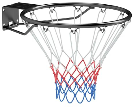 COSTWAY Aro de Baloncesto de 45 CM, en Pared con Doble Resorte, 12 Lazos, Reemplazo de Aro de Baloncesto para Interior y Exterior para Niños y Adultos (Negro)