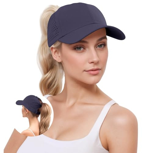 YAMEE Baseballkappe Damen Pferdeschwanz Sommer,Baseballmütze Damen Baseball Cap Mesh Atmungsaktiven,Sommermütze Damen Leicht Wasserdicht Schnelltrocknend