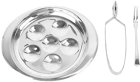 LABRIMP Piatto Per Lumache in Acciaio Resistente Set Utensili Cucina Per Lumache Compatto e Pratico Impilabile Per Risparmiare Spazio Per Casa e Ristorante Può Servire Anche Sushi e Uova