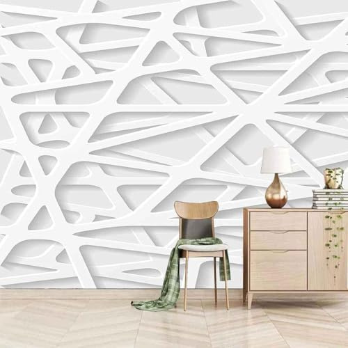 Simple Stereo Geometric White Stripe 3D Wallpaper Feature Office Living Room Sofa Bedroom TV Background Wall Decoration-250cm×170cm