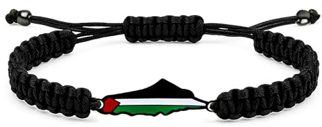 Oneress Palestine Map Bracelet, Handmade Rope Adjustable Jewelry, Middle Eastern Faith Gift for Men and Women, Unisex Cultural Bracelet YA5882